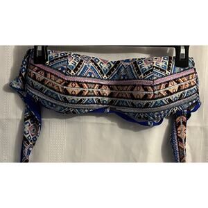 CALZEDONIA COBEY Bikini Beaded Tropical Padded Push Up Demi Lined Sequin Sz S/M